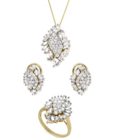Wrapped In Love Diamond Baguette Round Diamond Cluster Jewelry Collection In 14k Gold Created For Macys In Yellow Gold
