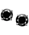 MACY'S BLACK DIAMOND STUD EARRINGS 1 TO 2 CT. T.W. IN 14K WHITE GOLD