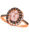 Le Vian Peach Morganite (7/8 Ct. T.w.) & Diamond (3/8 Ct. T.w.) Halo Ring In 14k Rose Gold In Morganite