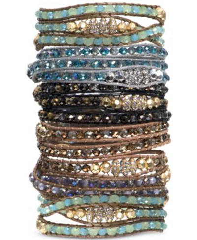 Lonna & Lilly Lonna Lilly Crystal Or Glass Bead Wrap Bracelets In Light Green