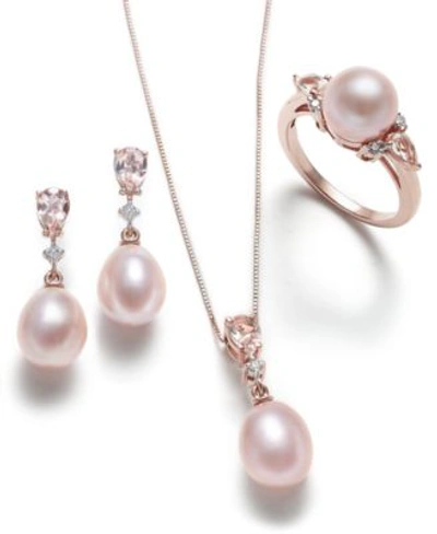 Macy's Pink Cultured Pearl Morganite Diamond Jewelry Collection In 14k Rose Gold