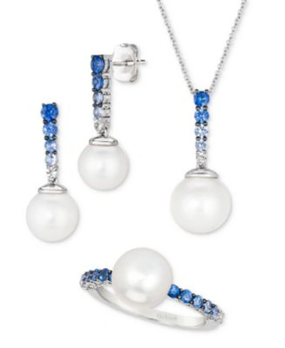 Le Vian Vanilla Pearl Denim Ombre Sapphire Jewelry Collection In 14k White Gold