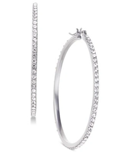 Inc International Concepts Pave Hoop 2 3 1 2 Earrings In Gold Or Silver Created For Macys