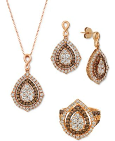 Le Vian Nude Diamond Chocolate Diamond Teardrop Cluster Jewelry Collection In 14k Rose Gold In White Gold