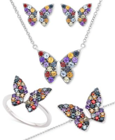 Macy's Multi Gemstone Butterfly Statement Ring Earrings Necklace Bracelet Jewelry Collection In Sterling Si