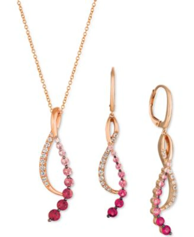 Le Vian Strawberry Layer Cake Drop Earrings Pendant Necklace Collection In 14k Rose Gold In Multi