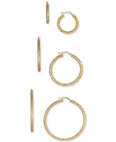 Italian Gold Snake Texture Hoop Earrings In 10k Gold