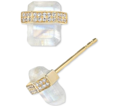 Zoe Lev Moonstone & Diamond (1/10 Ct. T.w) Stud Earrings In 14k Gold In White/gold