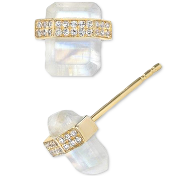 Zoe Lev Moonstone & Diamond (1/10 Ct. T.w) Stud Earrings In 14k Gold