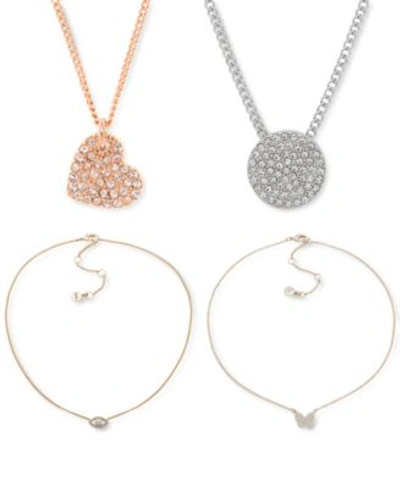 Dkny Crystal Pendant Necklace Jewelry Separates In Silver