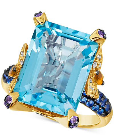 Le Vian Crazy Collection Multi-gemstone (12-7/8 Ct. T.w.) & Vanilla Diamond (1/5 Ct. T.w.) Statement Ring In In Blue Topaz