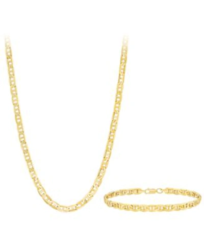 Macy's Mens Solid Mariner Link Chain Necklace Bracelet 5 5 8mm In 10k Gold