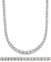 Wrapped In Love Diamond Link Tennis Bracelet Necklace Jewelry Collection In Sterling Silver Created For Macys In Sterling Silver