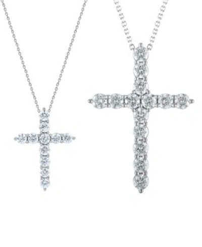 Macy's Diamond Cross Pendant Necklace 2 Ct. T.w. Or 3 Ct. T.w. In 14k White Gold