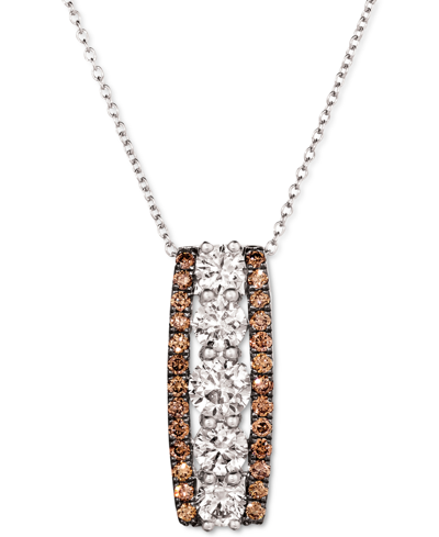 Le Vian Chocolate Diamond (1/2 Ct. T.w.) & Nude Diamond (1-1/2 Ct. T.w.) Vertical Bar 18" Pendant Necklace I In White Gold