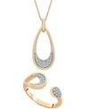 WRAPPED DIAMOND PAVE PENDANT NECKLACE CUFF RING COLLECTION IN 14K GOLD CREATED FOR MACYS