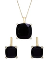 MACY'S ONYX DIAMOND ACCENT NECKLACE EARRINGS COLLECTION IN 14K GOLD PLATED STERLING SILVER STERLING SILVER