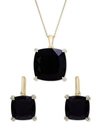 Macy's Onyx Diamond Accent Necklace Earrings Collection In 14k Gold Plated Sterling Silver Sterling Silver In Sterling Silver