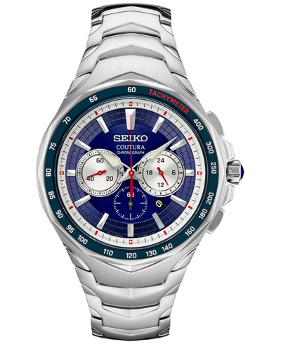 Seiko Men's Chronograph Coutura Stainless Steel Bracelet Watch 46mm In Blue