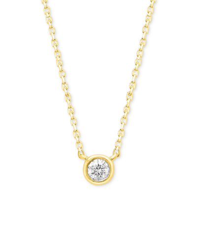 Forever Grown Diamonds Lab-created Diamond Bezel Soltiare 18" Pendant Necklace (1/5 Ct. T.w.) In 14k Gold-plated Sterling S In Gold-plated Sterling Silver