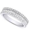 Forever Grown Diamonds Lab-created Diamond Three-row Band (3/4 Ct. T.w.) In Sterling Silver Or 14k Gold-plated Sterling Sil In Sterling Silver