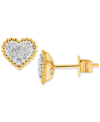 FOREVER GROWN DIAMONDS LAB-CREATED DIAMOND HEART CLUSTER BEAD FRAME STUD EARRINGS (1/4 CT. T.W.) IN 14K GOLD-PLATED STERLIN