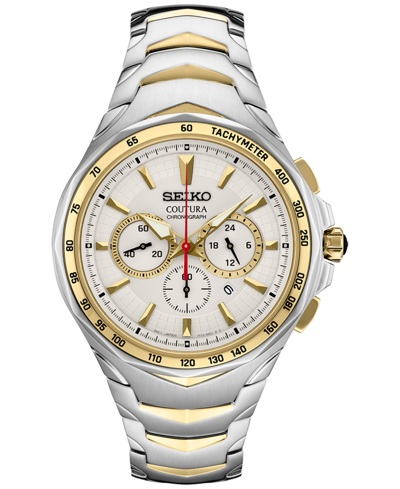 Seiko Men's Chronograph Coutura Two Tone Stainless Steel Bracelet Watch 46mm In White