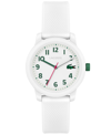 Lacoste Kids L.12.12 White Silicone Strap Watch 32mm In White