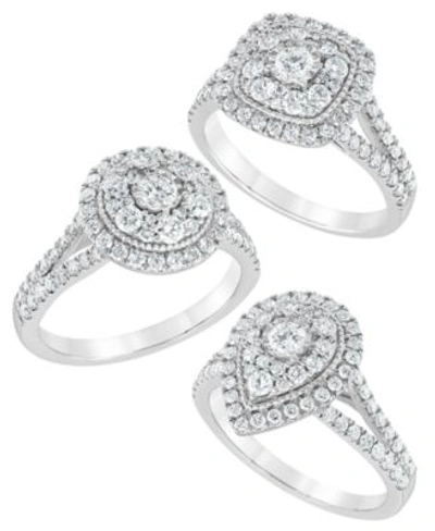 Macy's Diamondmulti Layer Halo Engagement Ring 1 Ct. T.w. In 14k White Gold