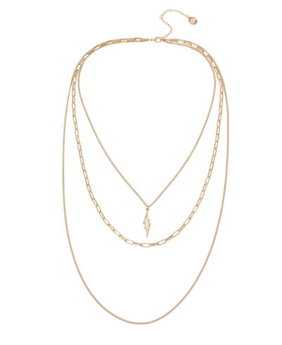 Steve Madden Lightning Bolt Layered Necklace In Shiny Gold-tone