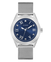 Guess Men's Silver-tone Stainless Steel Mesh Bracelet Watch 44mm In Silver-tone