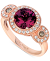 Le Vian Raspberry Rhodolite (2-1/5 Ct. T.w.) & Diamond (1/3 Ct. T.w.) Triple Halo Ring In 14k Rose Gold In Rhodolite