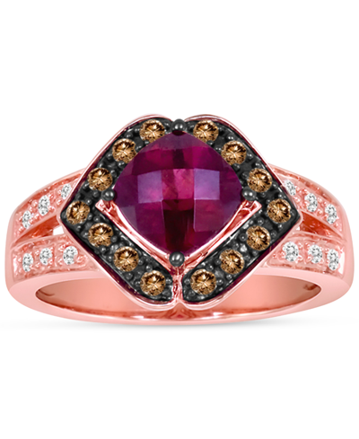 Le Vian Raspberry Rhodolite (1-7/8 Ct. T.w.) & Diamond (1/3 Ct. T.w.) Halo Ring In 14k Rose Gold