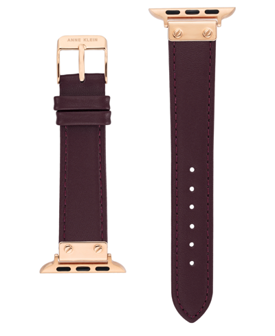 Anne Klein Women's Purple Genuine Leather Strap With Rose Gold-tone Alloy Accents