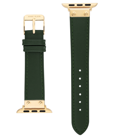 Anne Klein Women's Green Genuine Leather Strap With Gold-tone Alloy Accents In Green/gold-tone
