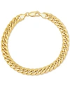 Italian Gold Miami Cuban Link Chain Bracelet 7mm In 10k Yellow Gold Or 10k White Gold In Yellow Gold