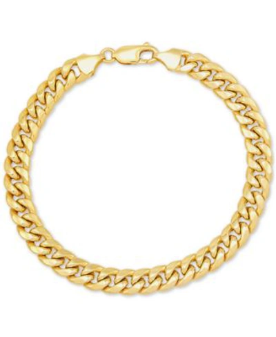 Italian Gold Miami Cuban Link Chain Bracelet 7mm In 10k Yellow Gold Or 10k White Gold