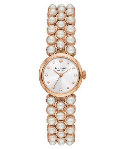 Kate Spade Women's Rose-goldtone Stainless Steel, Crystal, & Faux-pearl Bracelet Watch In Pink