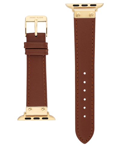 Anne Klein Women's Brown Genuine Leather Strap With Gold-tone Alloy Accents In Brown/gold-tone