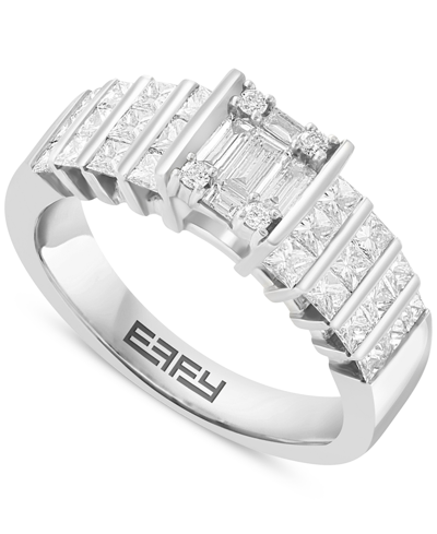 Effy Collection Effy Diamond Princess & Baguette Ring (1-1/6 Ct. T.w.) In 14k Gold In White Gold