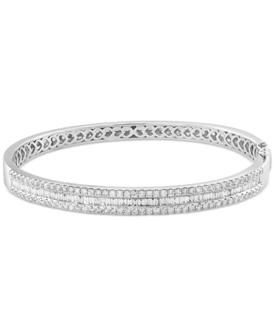 Effy Collection Effy Diamond Round & Baguette Bangle Bracelet (2-3/8 Ct. T.w.) In 18k White Gold