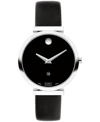 MOVADO WOMEN'S MUSEUM CLASSIC SWISS AUTOMATIC BLACK GENUINE LEATHER STRAP WATCH 32MM