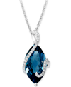 EFFY COLLECTION EFFY LONDON BLUE TOPAZ (6-7/8 CT. T.W.) & DIAMOND (1/8 CT. T.W.) MARQUISE 18" PENDANT NECKLACE IN 14