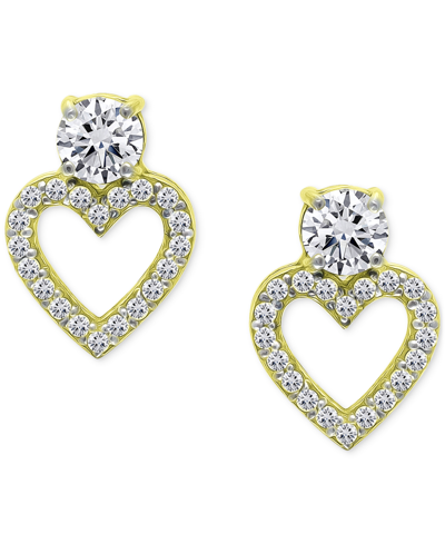 Giani Bernini Cubic Zirconia Heart Stud Earrings In Sterling Silver, Created For Macy's (also Available In 18k Gol In Gold Over Silver