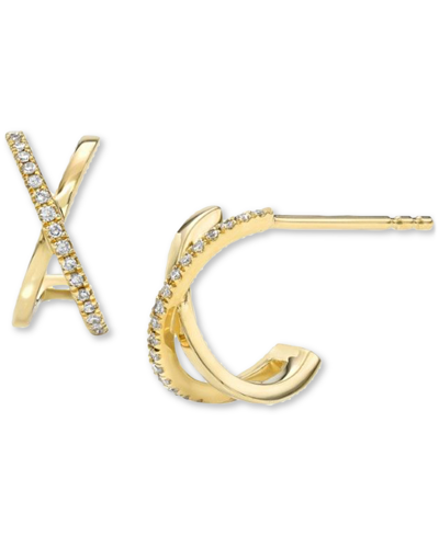 Zoe Lev Diamond X Huggie Hoop Earrings (1/20 Ct. T.w.) In 14k Gold