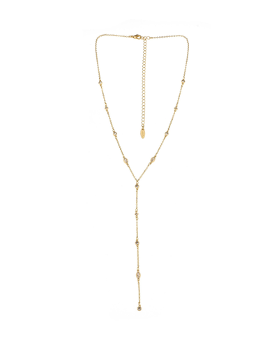 Ettika 18k Gold Plated Dainty Crystal Lariat Necklace In Gold-plated