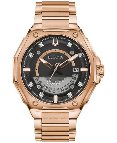 Bulova Men's Precisionist High Performance Quartz Diamond (1/20 Ct. T.w.) Rose Gold-tone Stainless Steel Br