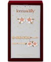 LONNA & LILLY LONNA & LILLY GOLD-TONE WHITE FLOWER BOBBY PINS & STUD EARRINGS SET