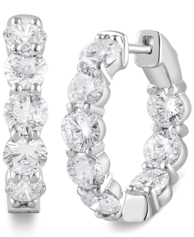 Badgley Mischka Lab Grown Diamond In & Out Hoop Earrings (5 Ct. T.w.) In 14k White Gold