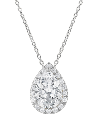 Badgley Mischka Lab Grown Diamond Pear & Round Halo 18" Pendant Necklace (1-1/5 Ct. T.w.) In 14k White, Yellow Or Ro In White Gold